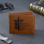 Personalized You Are Chosen Cross Men's Foldable PU Leather Wallet with Name Father's Day Baptism Birthday Gift for Christians Men