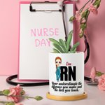 Personalized Cartoon Medical Character Ceramic Plant Pot with Name and Bamboo Base Birthday Appreciation Gift for Nurse Doctor Medical Staff
