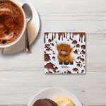 Personalized Cute Highland Cow Ceramic Coffee Mug with Name and Coaster Birthday Gift for Highland Cow Lover