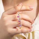 Personalized Minimalist Family 2-8 Heart Shaped Birthstones Necklace with Engraved Names Mother's Day Birthday Gift for Women Mom