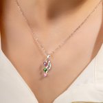 Personalized Minimalist Family 2-8 Heart Shaped Birthstones Necklace with Engraved Names Mother's Day Birthday Gift for Women Mom