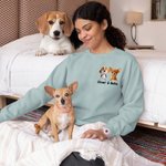 Personalized Cute 3D Cartoon Dogs Soft T-shirt Sweatshirt with 1-3 Name Anniversary Birthday Gift for Dog Mom Dad Pet Lovers