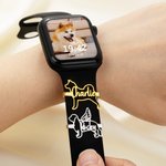 Personalisierte Hund Katze Silhouette Watch Band Charm mit Namen Band dekoratives Zubehör Haustier Party Geburtstag Geschenk für Tierliebhaber Besitzer