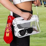 Personalized Retro Removable School Spirit Tag Clear Bag with Embroidered Text Concert Accessory Team Pride Gift for College Student Sports Lovers