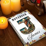 Personalised Maple Leaf Horse Theme Initial A5 Spiral Journal Notebook with Name and 120 Lined Pages Birthday Gift for Horse Lovers Friends