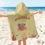 Asciugamano da spiaggia con cappuccio personalizzato con nome e animali tema subacqueo morbido asciugatura rapida regalo di compleanno per bambini
