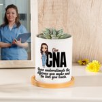 Personalized Cartoon Medical Character Ceramic Plant Pot with Name and Bamboo Base Birthday Appreciation Gift for Nurse Doctor Medical Staff