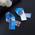 Personalisierte gefaltetes Foto Beerdigung Band mit Namen Datum und Text Memorial Sympathie Geschenk für den Verlust eines geliebten Menschen