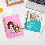 Personalised Floral Book Cartoon Reading Character 25-26 Planner Name Spiral A5 Notebook with Weekly Planner Pages Birthday Gift for Family Friends
