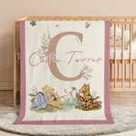 Personalized Classic Winnie the Pooh Soft Throw Blanket with Name and Initial Room Decor Birthday Baby Shower Gift for Babies Kids