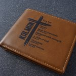 Personalized You Are Chosen Cross Men's Foldable PU Leather Wallet with Name Father's Day Baptism Birthday Gift for Christians Men