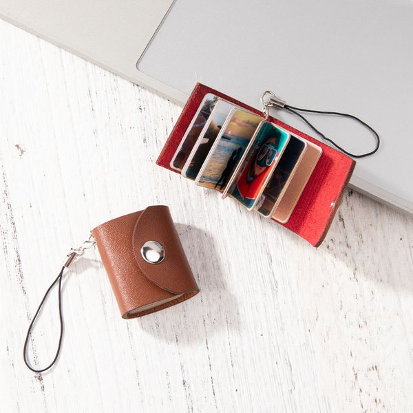 Custom Photo Album Keychain Leather with 10-14 Pictures Birthday Anniversary Gift for Travel Daily