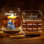 Personalized Cartoon Character Design 10 oz Whiskey Glass with Name Father's Day Birthday Gift for Dad Grandpa Liquor Lovers
