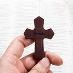Personligt graverat namnkors PU läder Magnetiskt bokmärke Clip Lästillbehör Religiös dopgåva för bokälskare Christian