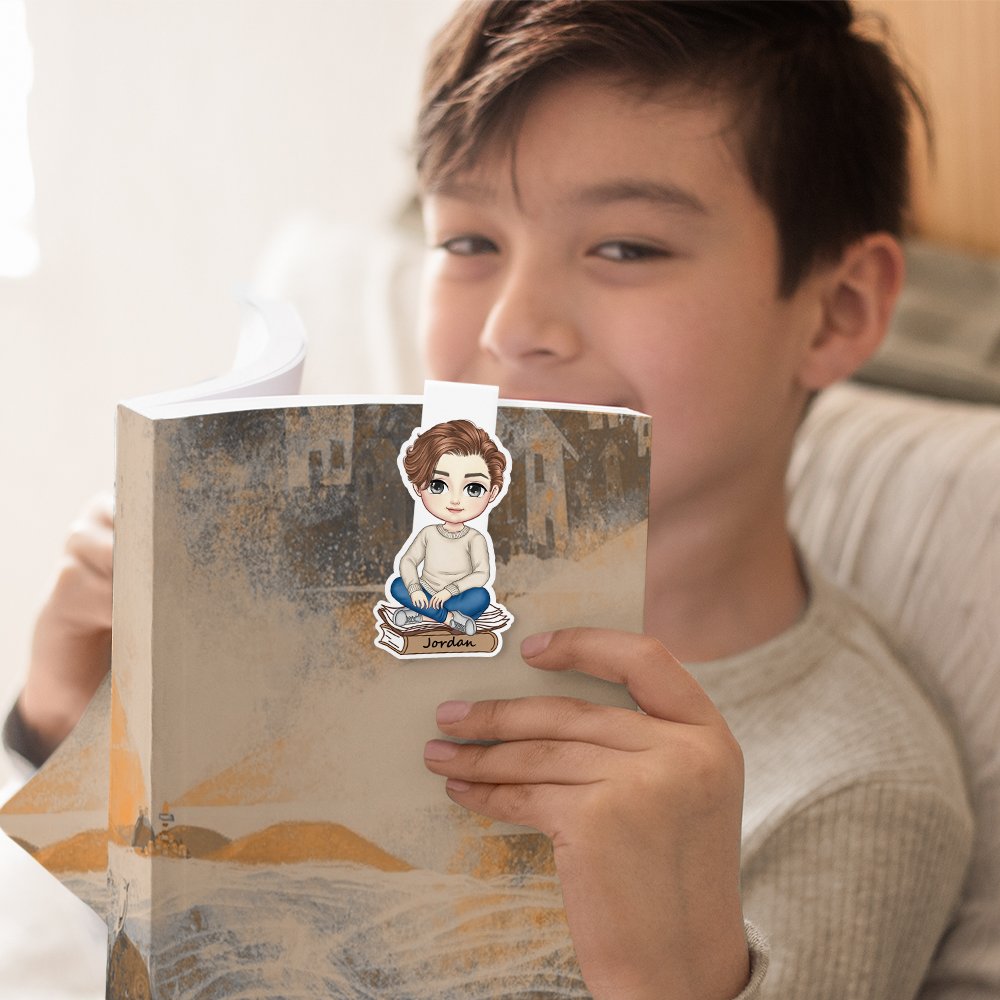 Marque-page magnétique personnalisé avec un avatar de Papi ou Mamie lecteur.