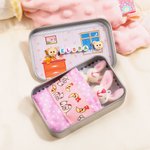 Personalizzato carino mamma e bambino peluche coniglietto mini tasca scatola di latta con nome colorato giocattolo comfort giorno dei bambini regalo di compleanno per i bambini