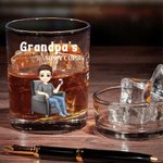 Personalized Cartoon Character Design 10 oz Whiskey Glass with Name Father's Day Birthday Gift for Dad Grandpa Liquor Lovers
