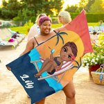 Personalizzato Retro Sunset Cartoon Character Quick Dry Oversized Beach Towel con nome Summer Travel Essentials Birthday Gift for Family Friends