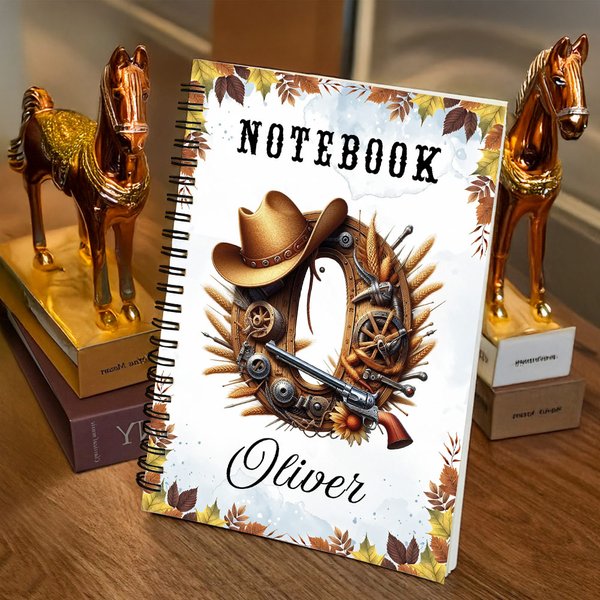 Personalisierte Ahornblatt Pferd Thema erste A5 Spirale Journal Notebook mit Namen und 120 linierten Seiten Geburtstag Geschenk für Pferdeliebhaber Freunde