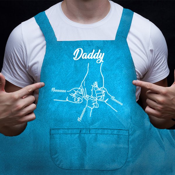 Tablier de Cuisine Personnalisé avec Nom Cadeau d'Anniversaire pour Papa Amateur de Cuisine