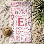 Personalized Colorful Name Word Cloud Quick Dry Microfiber Beach Towel with Initial Vacation Beach Travel Accessories Birthday Gift for Family Friends