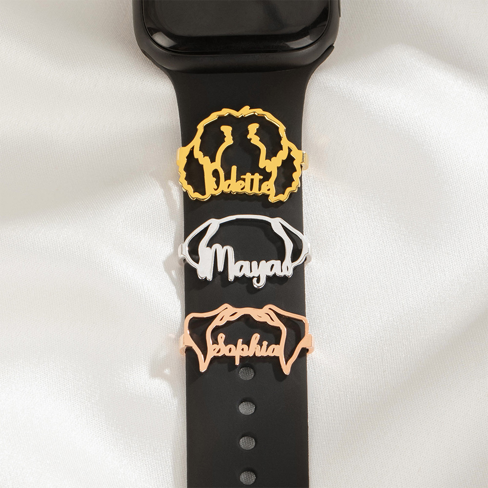 Bracelet de montre personnalisé Chien Chat Silhouette avec nom Bracelet Accessoires décoratifs Cadeau d'anniversaire sur le thème des animaux de compagnie pour les propriétaires amoureux des animaux d