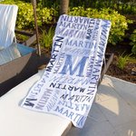 Personalized Colorful Name Word Cloud Quick Dry Microfiber Beach Towel with Initial Vacation Beach Travel Accessories Birthday Gift for Family Friends