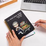 Personalised Floral Book Cartoon Reading Character 25-26 Planner Name Spiral A5 Notebook with Weekly Planner Pages Birthday Gift for Family Friends