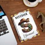 Personalised Maple Leaf Horse Theme Initial A5 Spiral Journal Notebook with Name and 120 Lined Pages Birthday Gift for Horse Lovers Friends