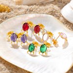 Personalized Dainty Cute Turtle Opal Birthstone Stud Earrings Birthday Anniversary Gift for Women Girls