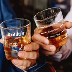 Personalized Cartoon Character Design 10 oz Whiskey Glass with Name Father's Day Birthday Gift for Dad Grandpa Liquor Lovers