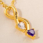 Personalized Minimalist Family 2-8 Heart Shaped Birthstones Necklace with Engraved Names Mother's Day Birthday Gift for Women Mom