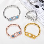 Personalized Opal Star of Life Medical Alert ID Bracelet with Engraved Text Emergency Jewelry Care Gift for Allergy Diabetic Women