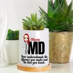 Personalized Cartoon Medical Character Ceramic Plant Pot with Name and Bamboo Base Birthday Appreciation Gift for Nurse Doctor Medical Staff