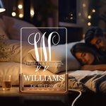 Henkilökohtainen Alkuperäinen akryyli LED-yövalo puupohjalla ja nimellä Lahja Home Decor Hääpäivä Newlywed Pariskunta