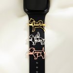 Personalisierte Hund Katze Silhouette Watch Band Charm mit Namen Band dekoratives Zubehör Haustier Party Geburtstag Geschenk für Tierliebhaber Besitzer