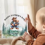 Henkilökohtainen Happy Isänpäivä Cartoon Bear Akryyli Plaque nimi ja vuosi Home Decor Isänpäivä lahja perheelle