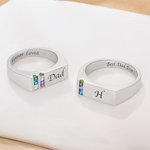 Personalizado 1-6 Birthstones Hombres Anillo con texto grabado Joyería de la Familia Día del Padre Cumpleaños Regalo para Papá Abuelo