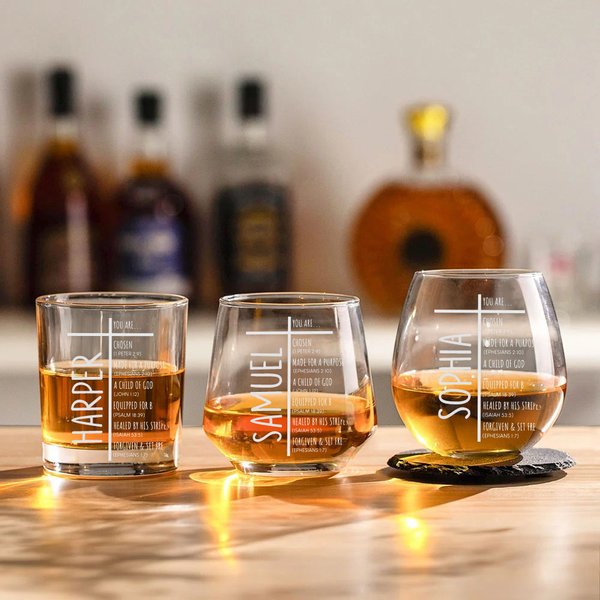 Personalized Cross Bible Glass with Name Religious Celebration Father's Day Gift for Christians