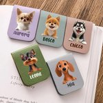 Segnalibro magnetico in pelle personalizzato con cane in stile cartone animato 3D e nome regalo di compleanno per amanti degli animali domestici