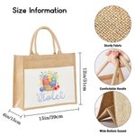 Personalized Floral Yarn Basket Canvas Pocket Jute Tote Bag with Name Birthday Gift for Crocheter Knitting Lovers