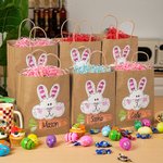 Personalized Cute Hand-drawn Style Bunny Carrot Kraft Paper Bags with Name Set of 3 Party Favor Happy Easter Gift for Kids