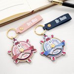 Personalized Wooden Rotatable Rudder Lighthouse Charm PU Leather Keychain with Name and Text Birthday Teacher's Day Appreciation Gift for Teacher