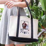 Personalised Embroidered Music Player Photo Design Oxford Large Tote Bag with Song and Singer Name Birthday Gift for Family Friends