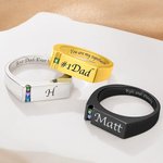 Personalizado 1-6 Birthstones Hombres Anillo con texto grabado Joyería de la Familia Día del Padre Cumpleaños Regalo para Papá Abuelo