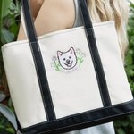 Personalizada Bordado Floral Mascota Cara Foto Impermeable Bolsa Grande con Nombre Accesorios de Viaje Regalo de Cumpleaños para Gato Perro Mamá Mujeres