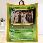 Personalized Cute Pokepet Card Soft Throw Blanket with Photo and Name Home Decor Father's Day Christmas Birthday Gift for Family Couple