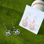 Personalised Baseball Silhouette Stainless Steel Earrings with Name and Number Game Day Team Birthday Gift for Baseball Mom Athlete