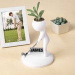 Personalized Anthropomorphic 3D Golf Succulent Planter with Name Home Decor Birthday Gift for Golf Lovers Players