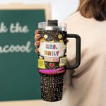 Personalized Cartoon Rainbow Sun Pencil Element 40 oz Insulated Tumbler with Title and Name Birthday Teacher's Day Appreciation Gift for Teacher